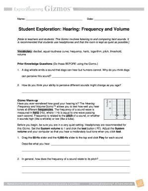 Hearing Frequency and Volume Gizmo Answer Key  Form