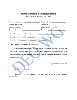 Service Certificate for Teachers PDF  Form