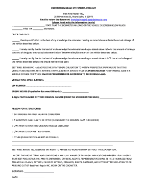 ODOMETER MILEAGE STATEMENT AFFIDAVIT Best Pixel Repair  Form