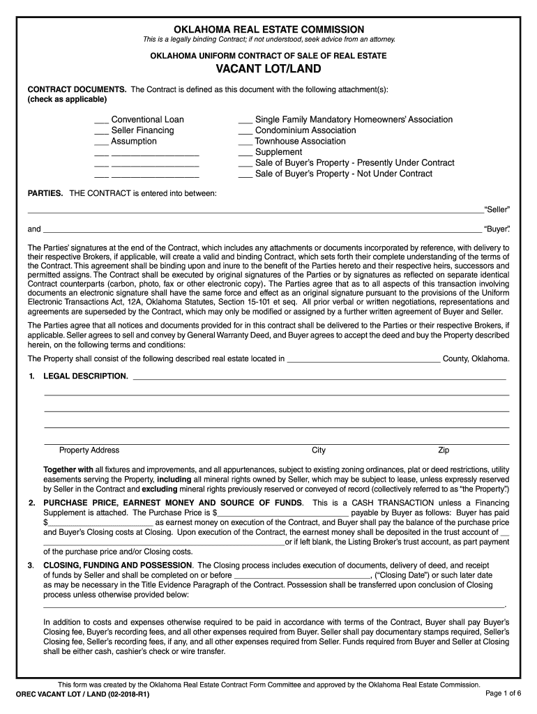  Oklahoma Real Estate Vacant Land 2018