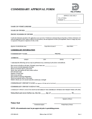  COMMISSARY APPROVAL FORM 2017-2023