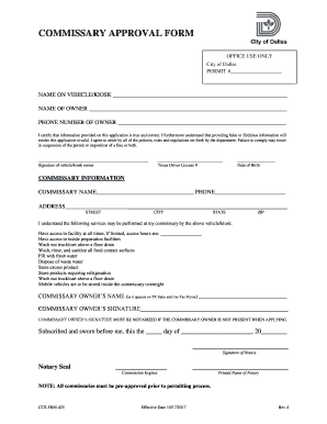  COMMISSARY APPROVAL FORM 2017-2024