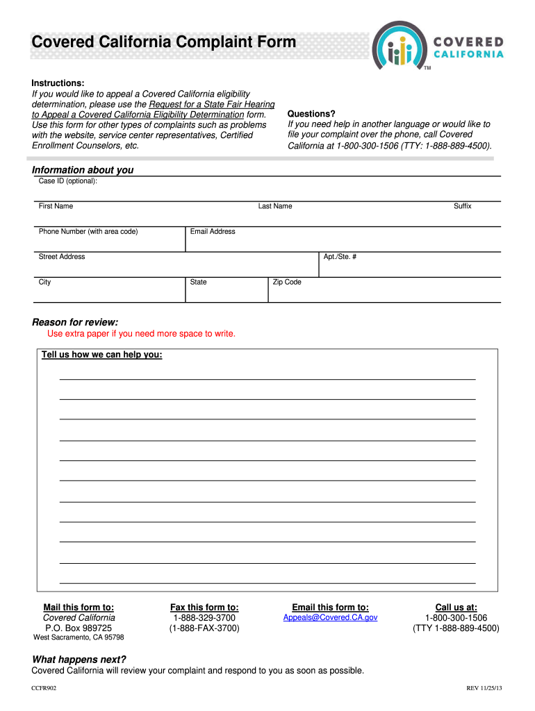 Get and Sign Covered Complaint 2013-2022 Form