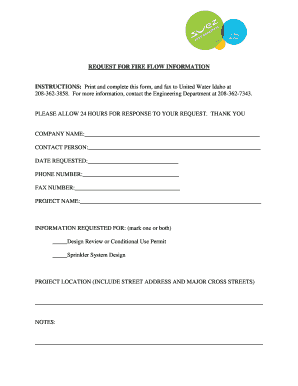 Fireflow Request Form PDF United Water