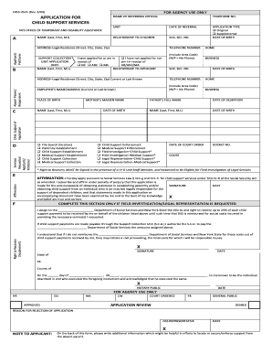 Application for Child Support Services New York Child Support  Form