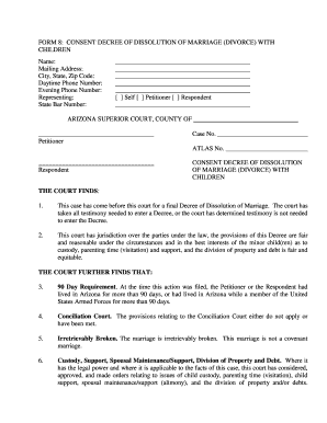 Consent Decree of Dissolution of Marriage  Form