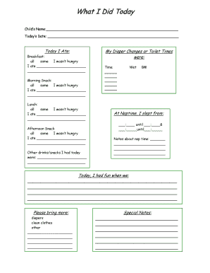 What I Did Today Template  Form