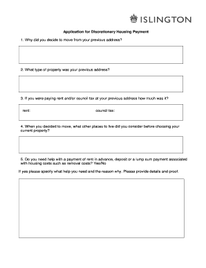 Islington Discretionary Housing Payment  Form