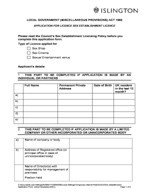 Sex Partner Application Form