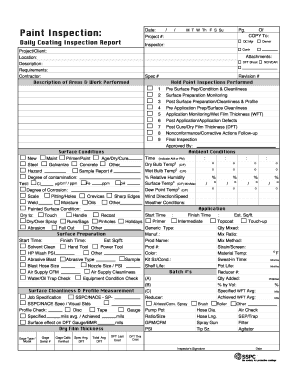 Paint Inspection Report Template XLS  Form