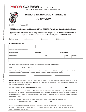 Igetc Requirements Pierce College  Form