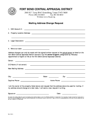 Fort Bend Central Appraisal District  Form