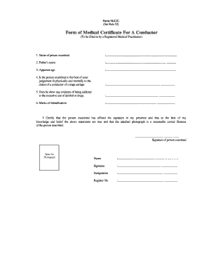 Medical Certificate Form