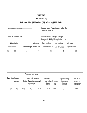 Muster Roll Format Kerala