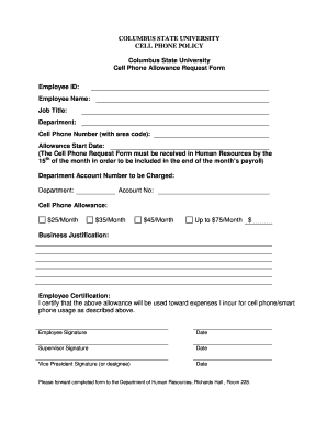 Request Form for Allowance