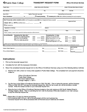  Prairie State College Transcript Request 2013-2024