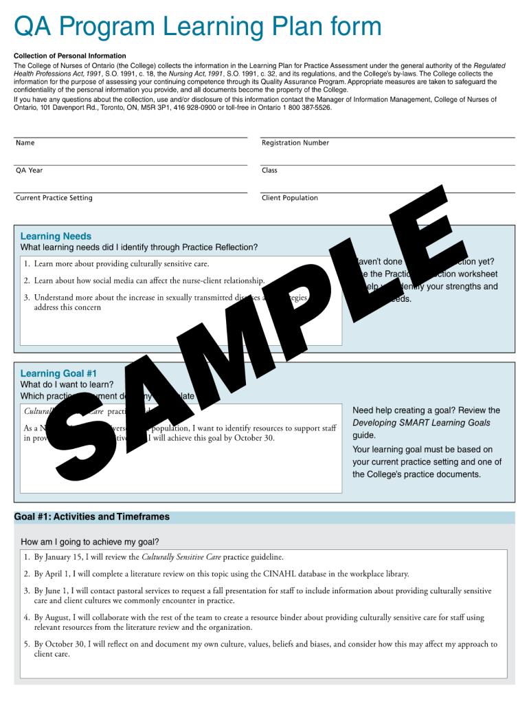 Cno Learning Plan Examples  Form