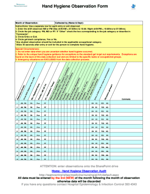 Hand Hygiene Observation Form PDF