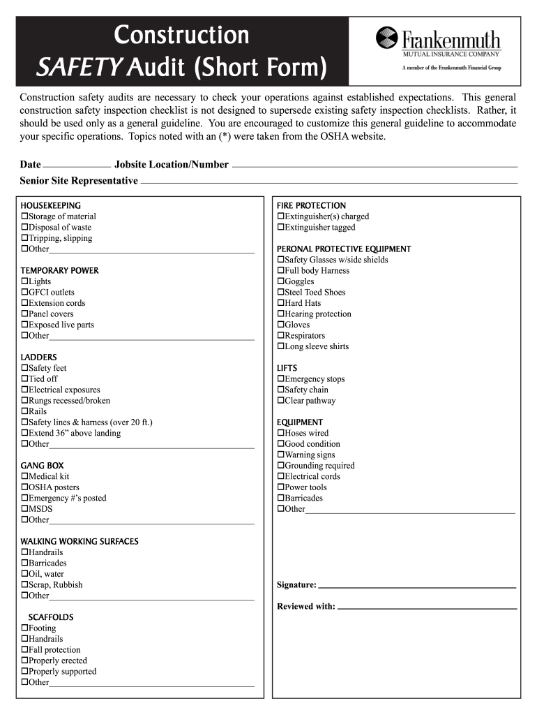 Safety Inspection Checklist - Fill Out and Sign Printable ...