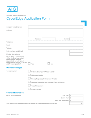 Aig Cyber Application  Form