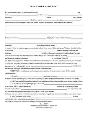 Waiver Agreement  Form