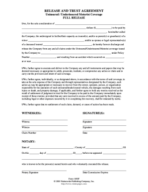 Release and Trust Agreement  Form