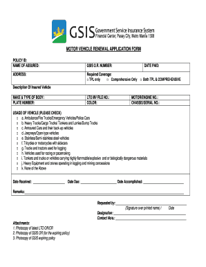 Gsis Motor Vehicle Renewal Application Form