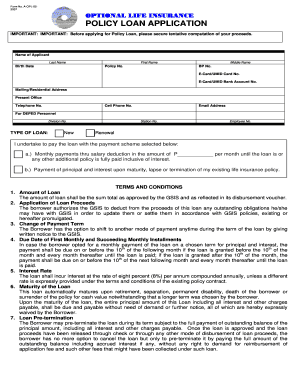 Gsis Policy Loan Computation  Form