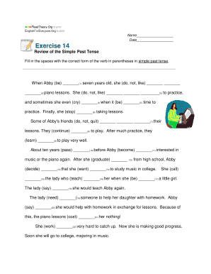 Fill in the Spaces with the Correct Form of the Verb in Parentheses in Simple Past Tense