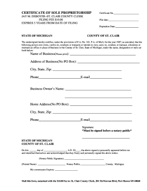 Michigan St Clair County  Form
