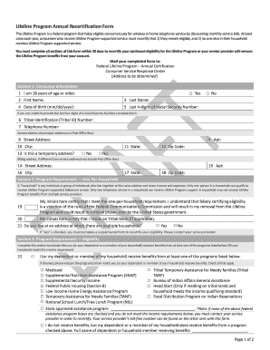 Lifeline Program Annual Recertification Form Universalservice