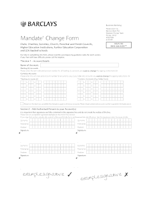 Barclays Mandate Change  Form