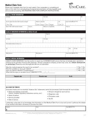 Medical Claim Form UniCare