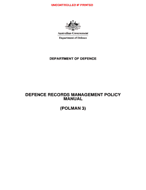 Defence Records Management Policy Manual POLMAN3 Defence Gov  Form