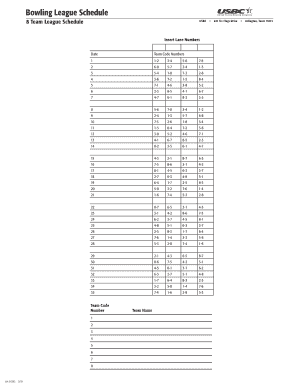 8 Team Bowling Schedule  Form