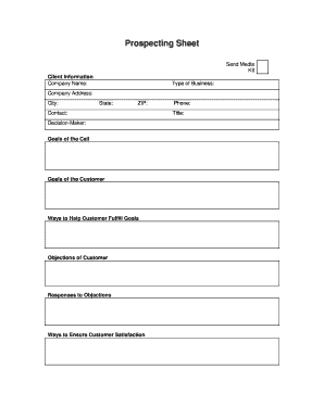 Prospecting Sheet Entrepreneur  Form