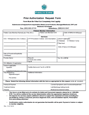 Fidelis Care Prior Authorization Request Form
