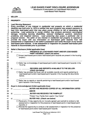 Lead Based Paint Addendum  Form