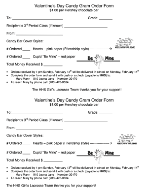 Candy Gram Order Form Template