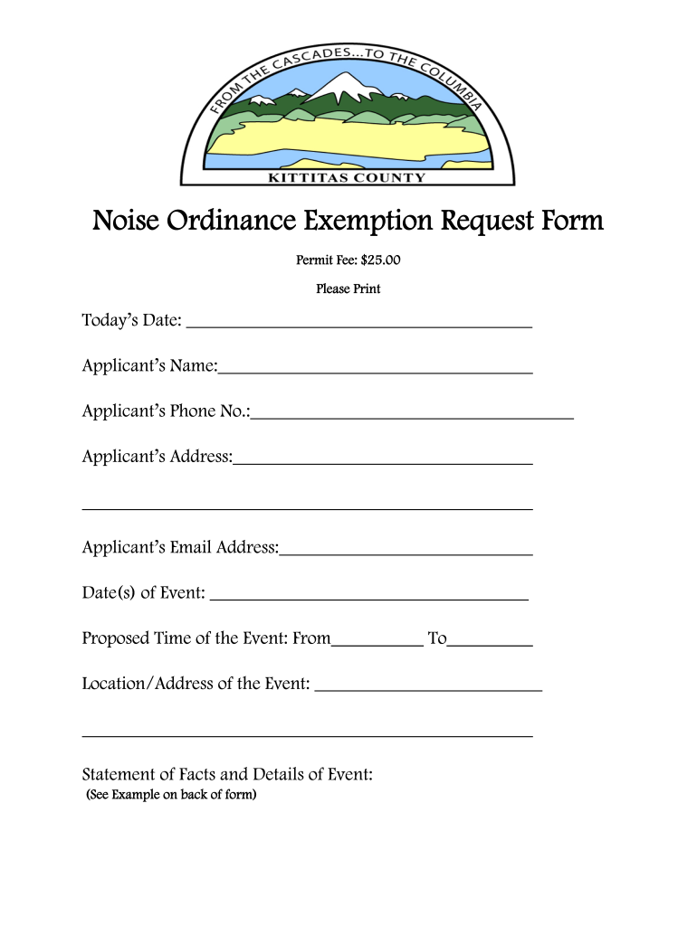 Noise Ordinance Kittitas  Form