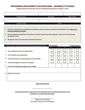 Professional Development Evaluation Examples  Form