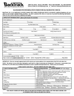 Backtrack Background  Form