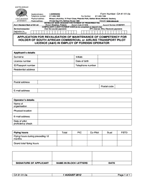 Civil Aviation Authority  Form