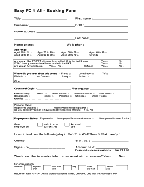 Easypc4all Booking Form Croydon