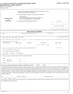 Global Benefits Local 254  Form