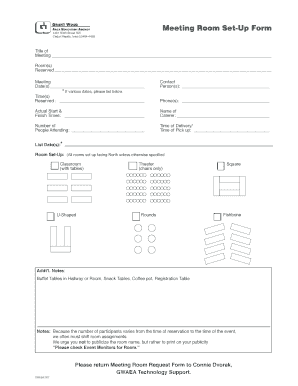 Meeting Room Set Up Form