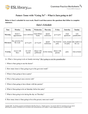 Esl Library Future Tense with Going to Resueltos  Form