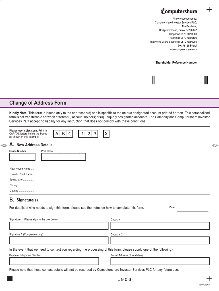 Computershare Change of Address Form