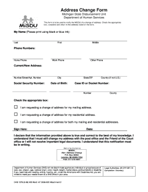 Form Requested Address Change Form MiSDU