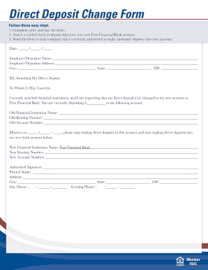 First Financial Bank Direct Deposit Form